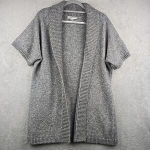 Pendleton Open‎ Front Cardigan Sweater Womens XL Petite Gray Metalic